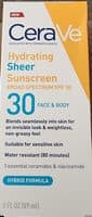 CereVe hydrating sheer sunscreen